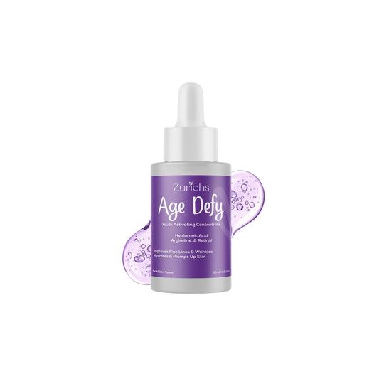 Zurichs Age Defy Serum, Hyaluronic Acid, Retinol, Argireline, youth activating concentrate, improves fine lines wrinkles, plumps skin, anti-aging formula