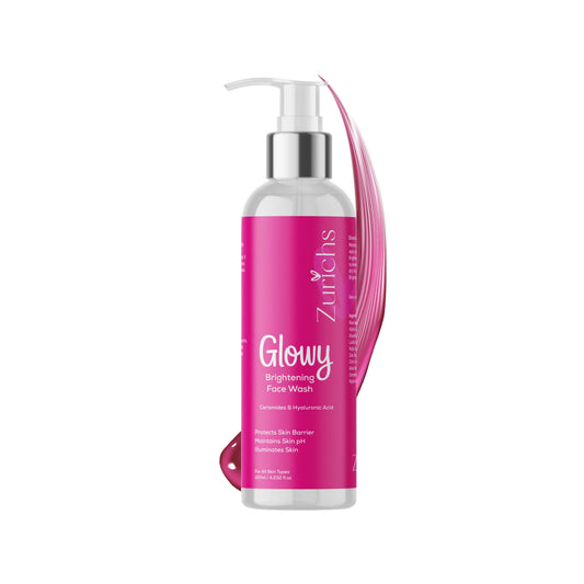 Zurichs Glowy Brightening Face Wash, Ceramides, Hyaluronic Acid, Protects Skin Barrier, maintains skin pH, illuminates skin, trending cleanser, all skin types